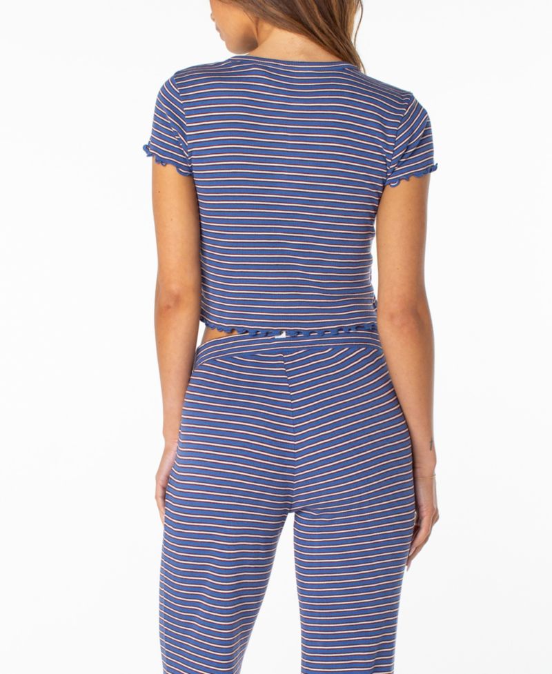 Women's Poolside Crop Striped Short-Sleeve Crewneck T-Shirt