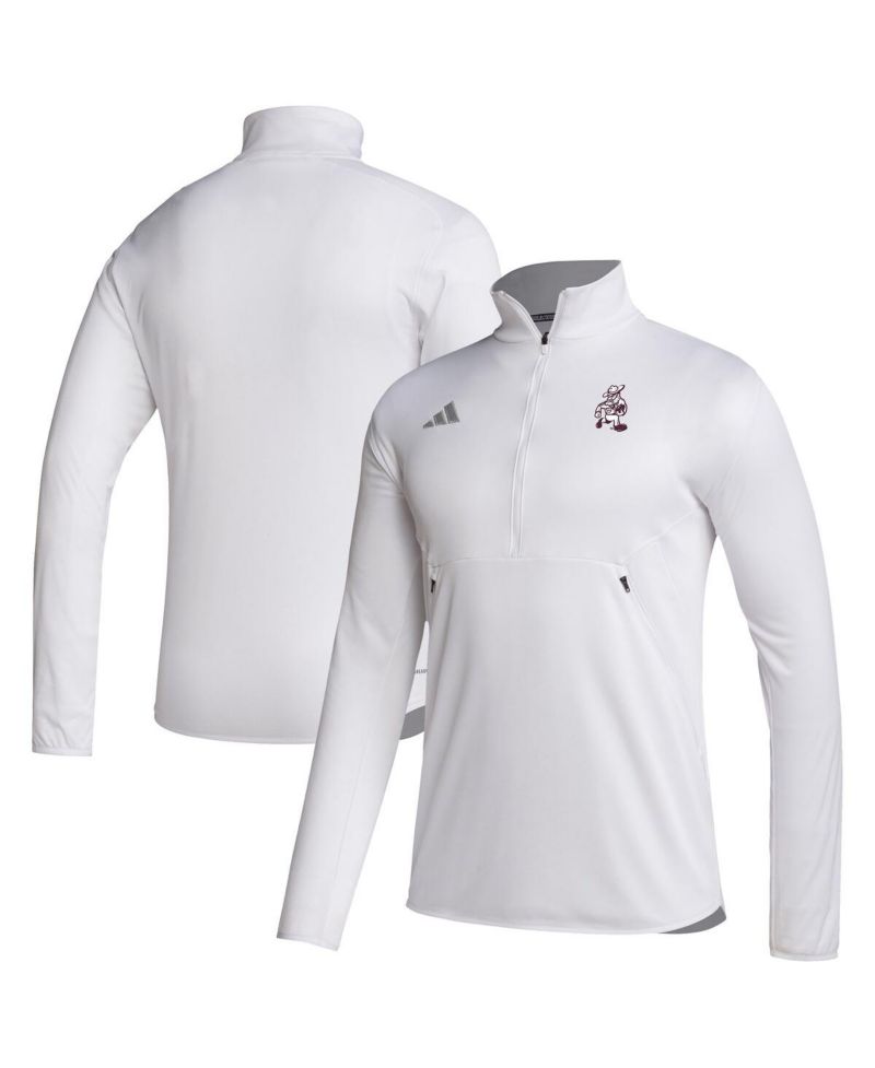 Men's White Texas A&M Aggies Ol' Sarge Sideline Knit Quarter-Zip Pullover Top
