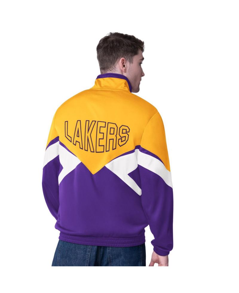 Men's Gold/Purple Los Angeles Lakers Rush Applique Full-Zip Track Jacket