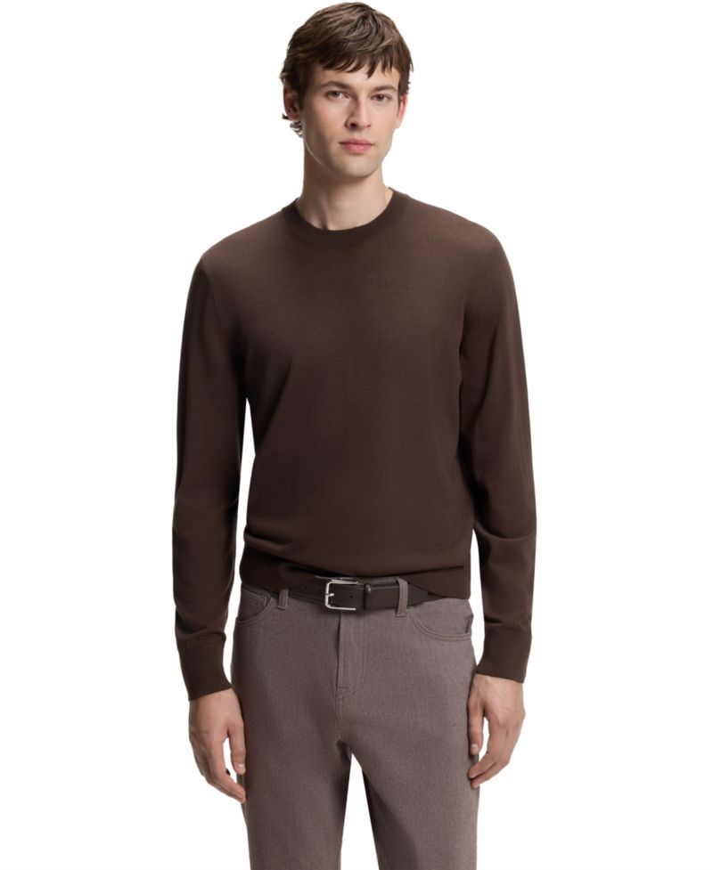 Men's Virgin Wool Crew-Neck Regular-Fit Sweater