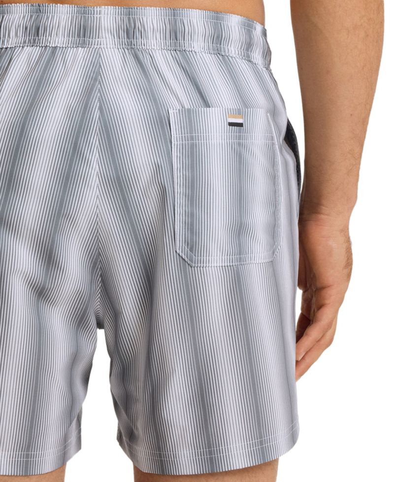 BOSS by Men's 5" Flounder Stripe Print Swim Trunks