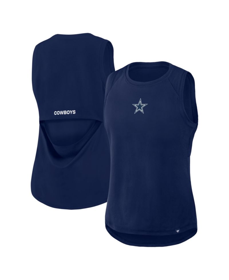 Women's Navy Dallas Cowboys Draped Mesh Back Performance&iquest; Tank Top