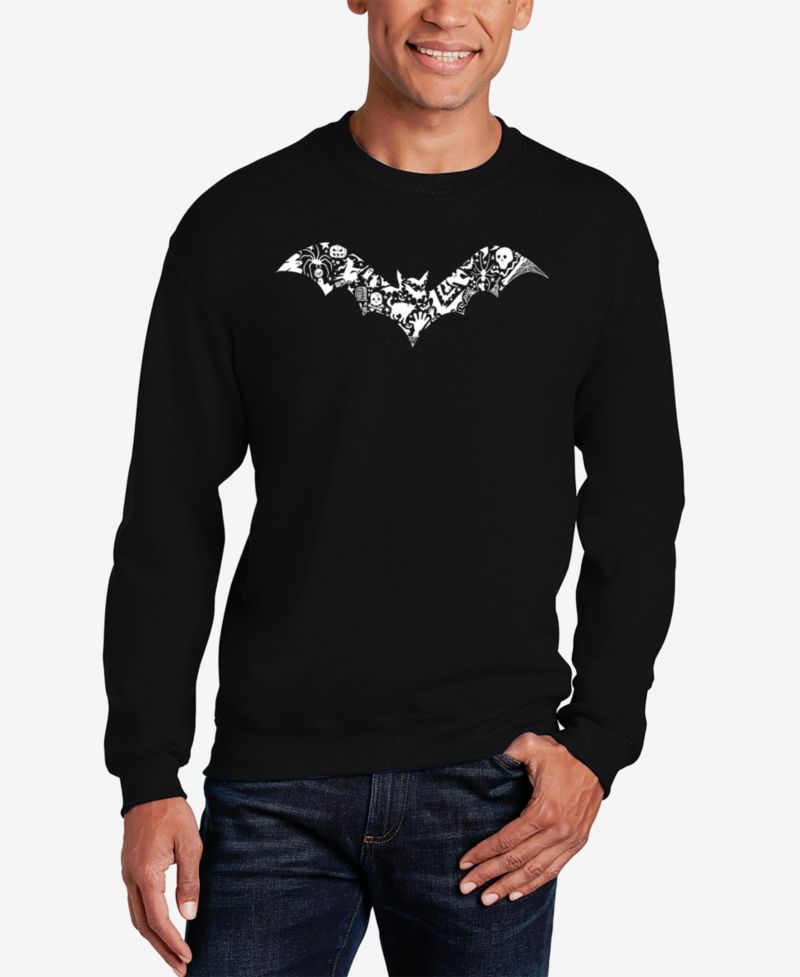 Men's Halloween Bat Word Art Crewneck Sweatshirt