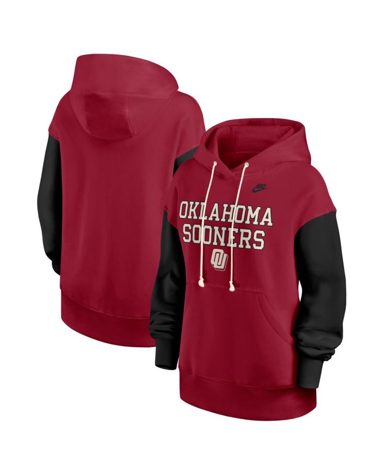 Women's Crimson/Black Oklahoma Sooners Oversized Legacy Phoenix Pullover Hoodie