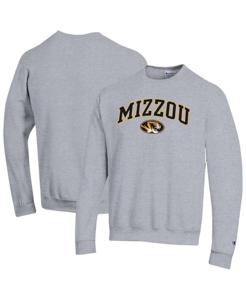 Men's Heather Gray Missouri Tigers Arch Over Logo Pullover Sweatshirt
