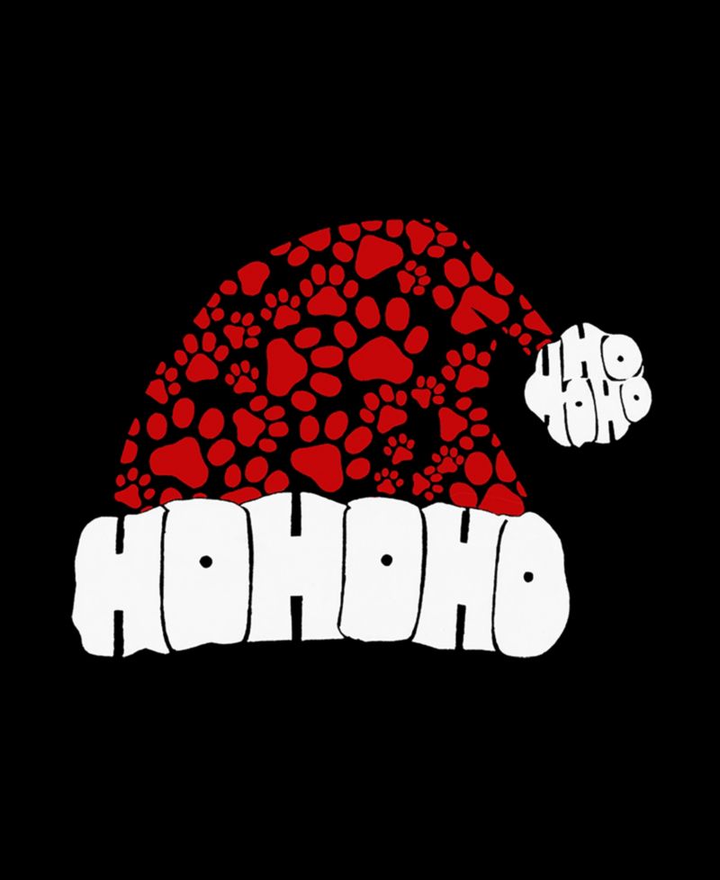 Men's Santa Hat Paw Print Word Art T-Shirt
