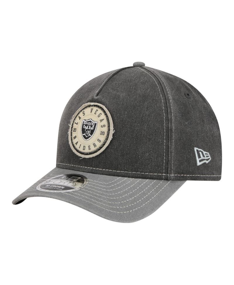 Men's Black/Silver Las Vegas Raiders 9FORTY Felt A-Frame Adjustable Hat