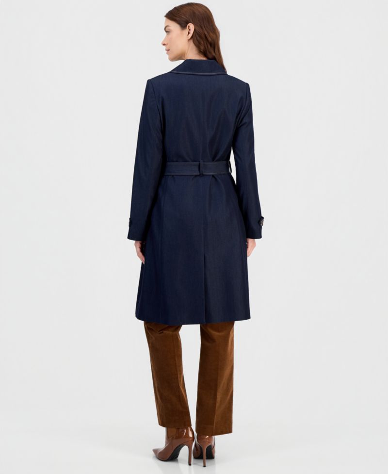 ASL Petite Long Denim Trench Jacket