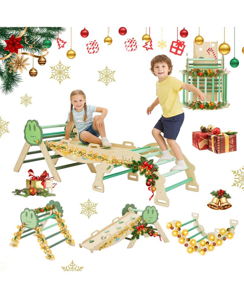 72.8 x 20.5 x 22.8 Inch Kids Climbing Frame Engineered Wood Toddler Indoor Play Gym Climbing Arch for Physical Fun, Wooden Frame