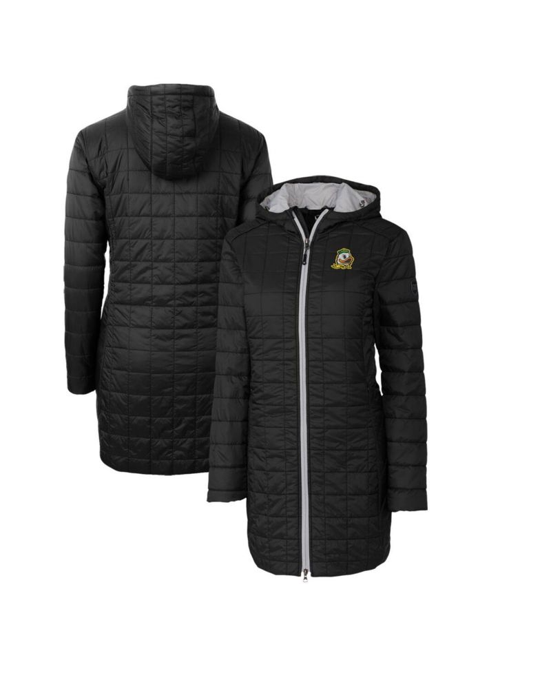 Women's Black Oregon Ducks Rainier PrimaLoft Eco Hooded Long Coat