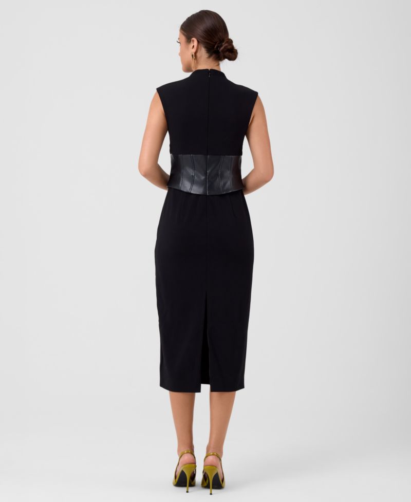 Women's Donatella Mock Neck Sleeveless Corset Midi Dress