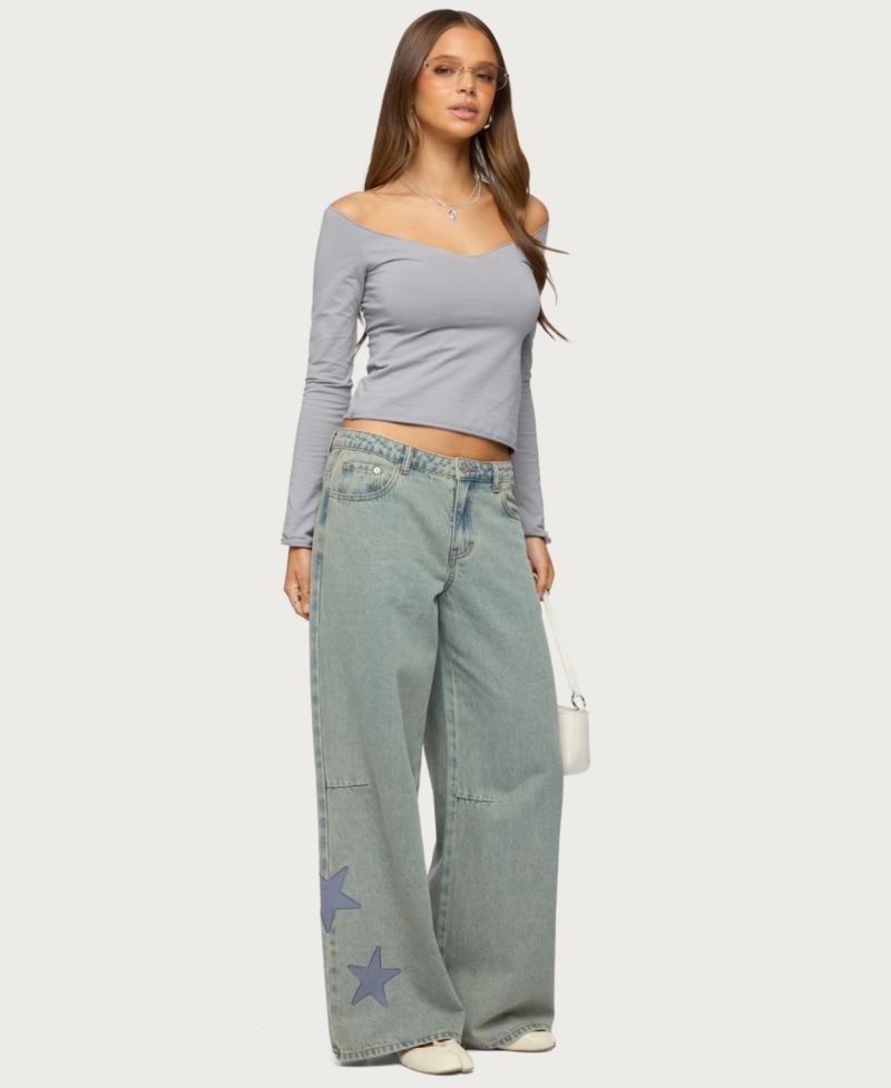 Women's Nattie Off Shoulder V Neck Top