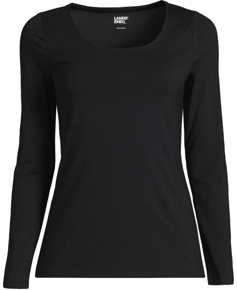 Women's Lightweight Jersey Skimming Long Sleeve Scoop Neck T-shirt