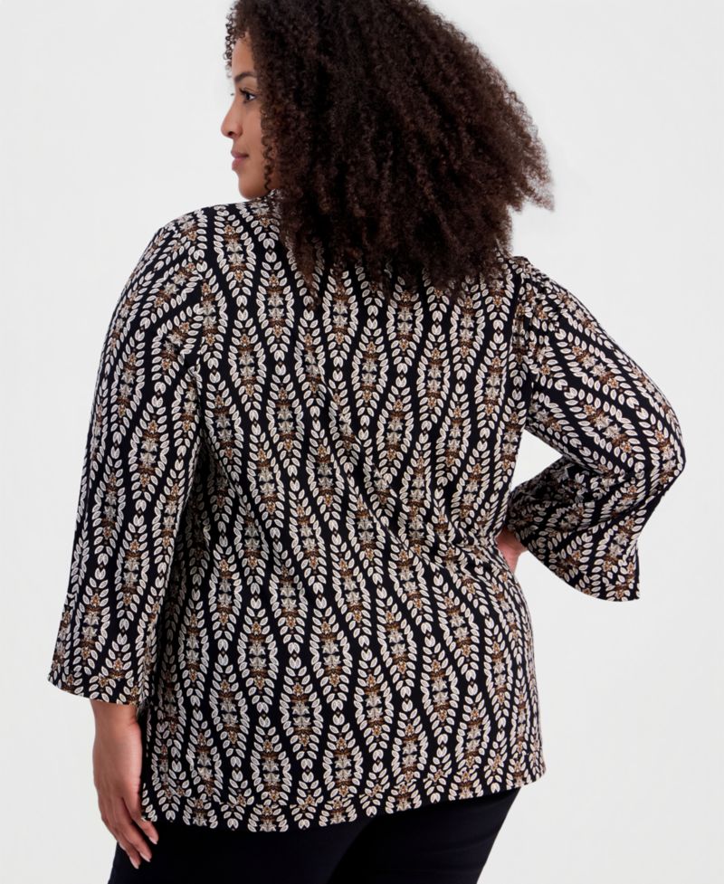 Plus Size Opulent Travels 3/4-Sleeve Splitneck Tunic, Macy's Exclusive