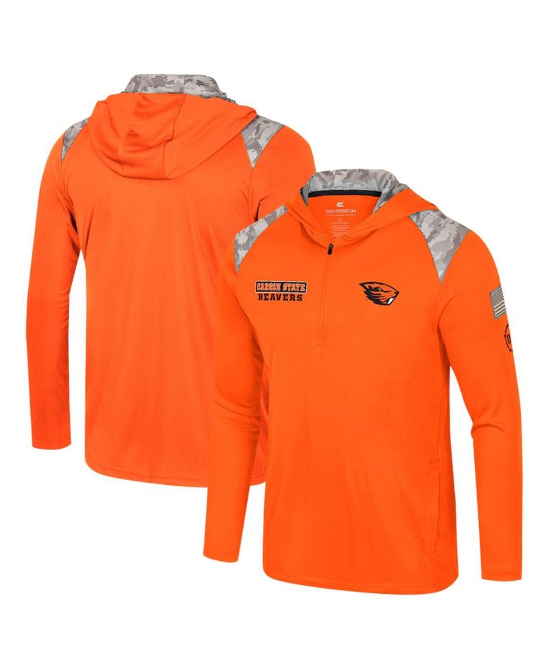 Men's Orange Oregon State Beavers OHT Military Appreciation Quarter-Zip Hoodie Jacket