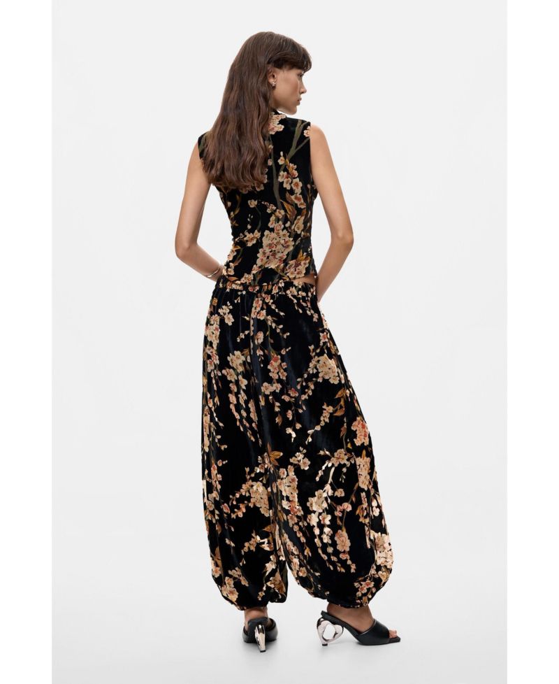 Women's Velvet floral balloon trousers