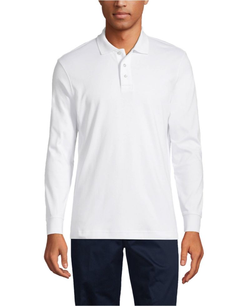 Men's School Uniform Long Sleeve Interlock Polo Shirt