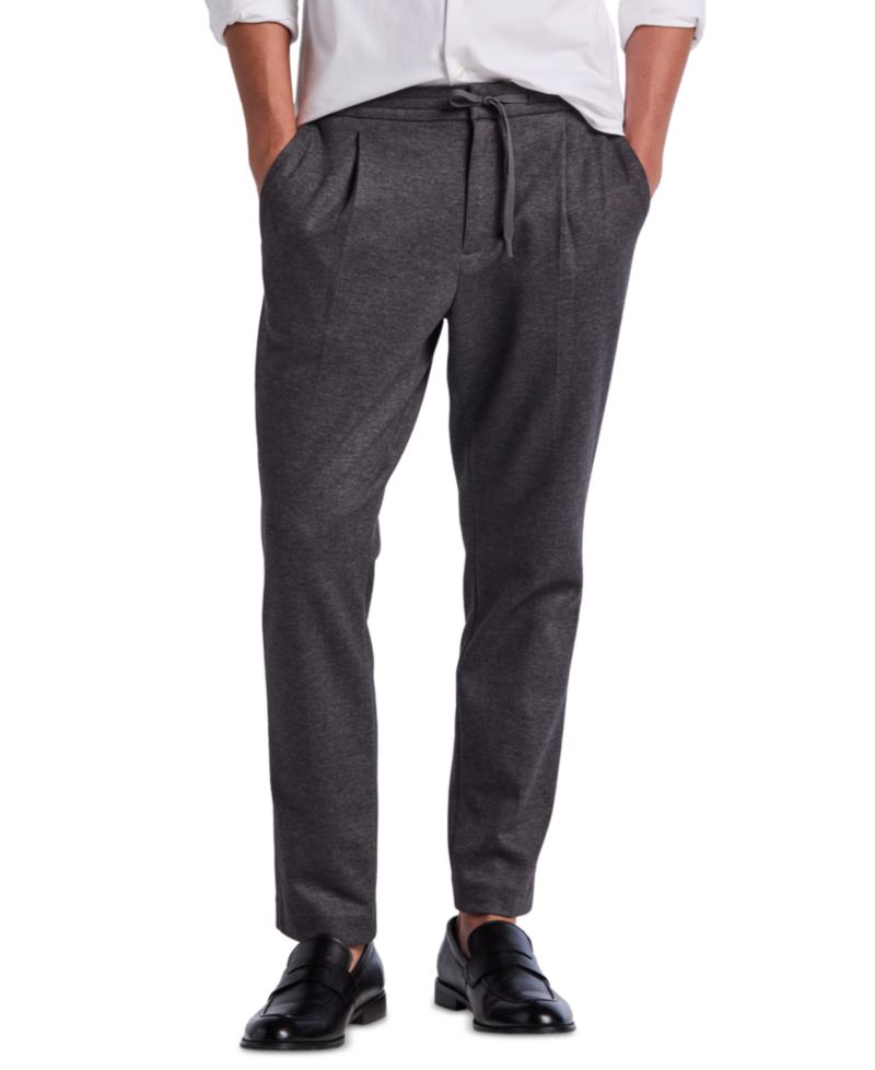 Men's Slim-Tapered Pleated Stretch Pants