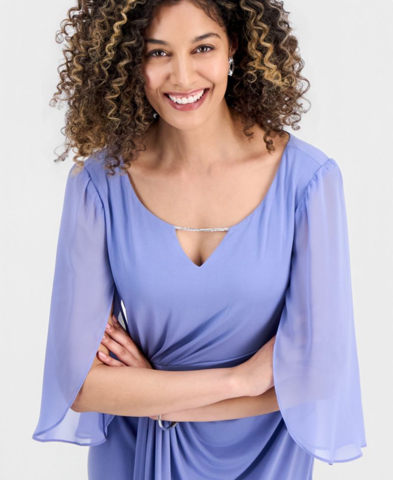 Petite 3/4-Sleeve Gathered Gown