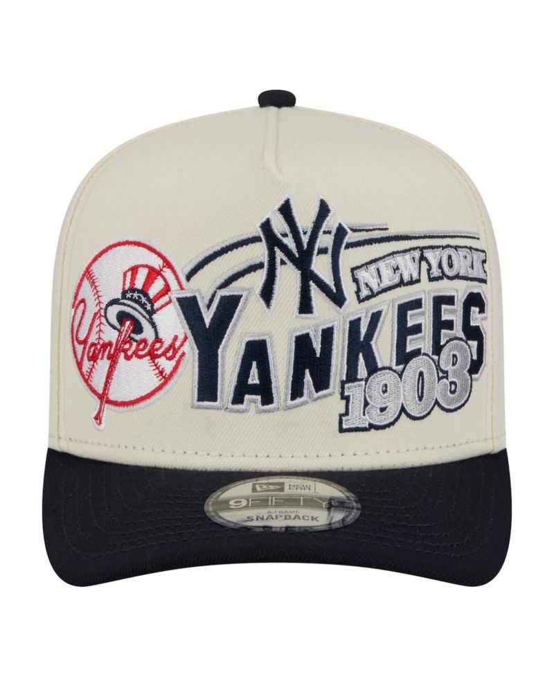 Men's Cream/Navy New York Yankees Classic A-Frame 9FIFTY Snapback Hat