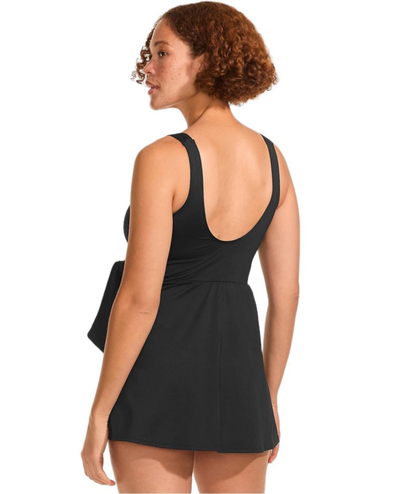 Women's Mastectomy Long Side Tie Mini Swim Dress Swimsuit