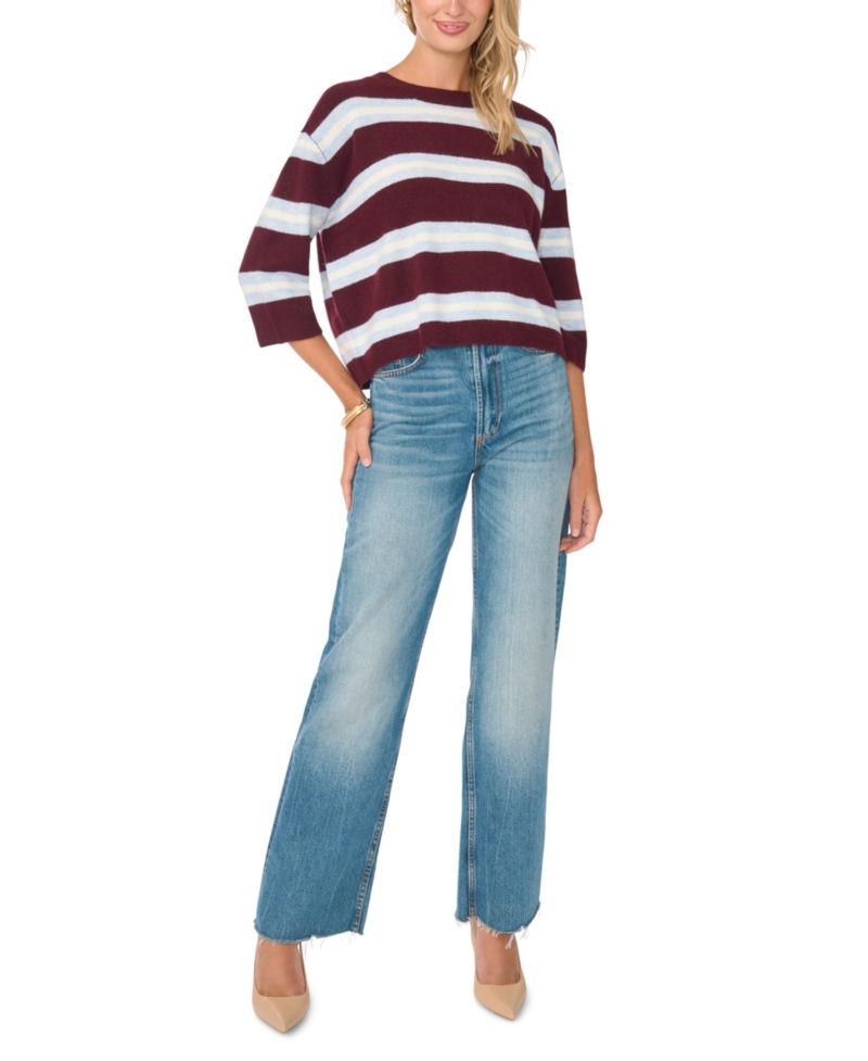 Women's Striped Loose Crewneck Sweater