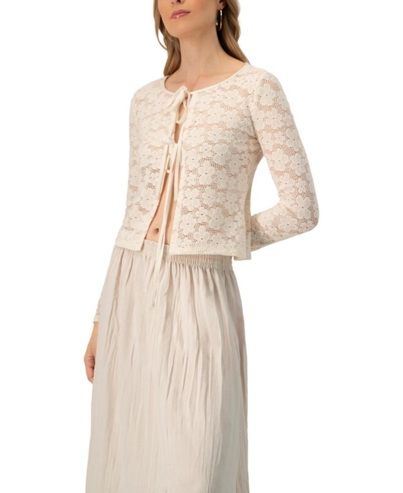 Women's Long Sleeve Knitted Lace Straight Blouse