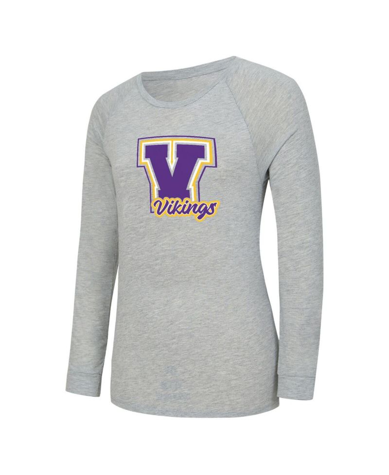 Women's 2-Piece Heather Gray/Purple Minnesota Vikings Regulate Plaid Long-Sleeve T-Shirt and Shorts Sleep Set