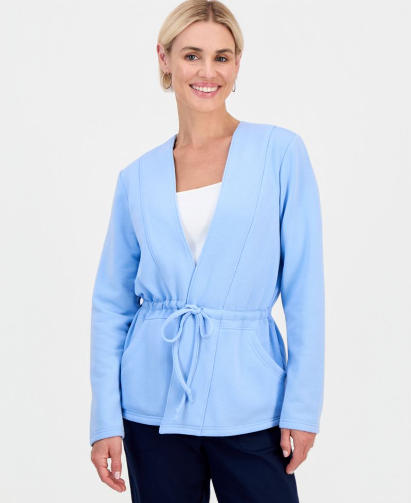 Petite LuxLounge Tied-Lapel Knit Jacket