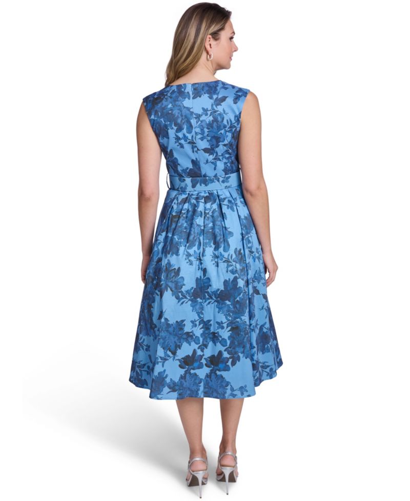 Petite Printed V-Neck Midi Dress