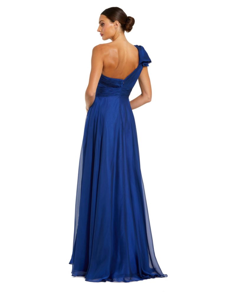 Women's Pleated One Shoulder Chiffon Gown