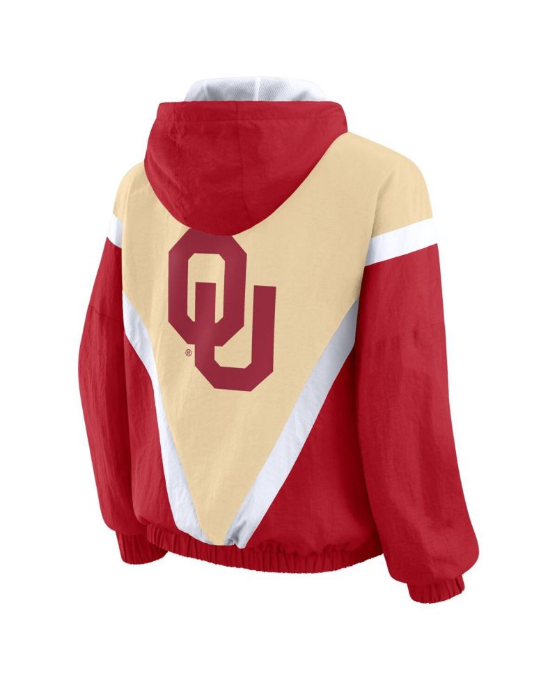 Women's Gold/Crimson Oklahoma Sooners Color Block Full-Zip Hoodie Windbreaker Jacket