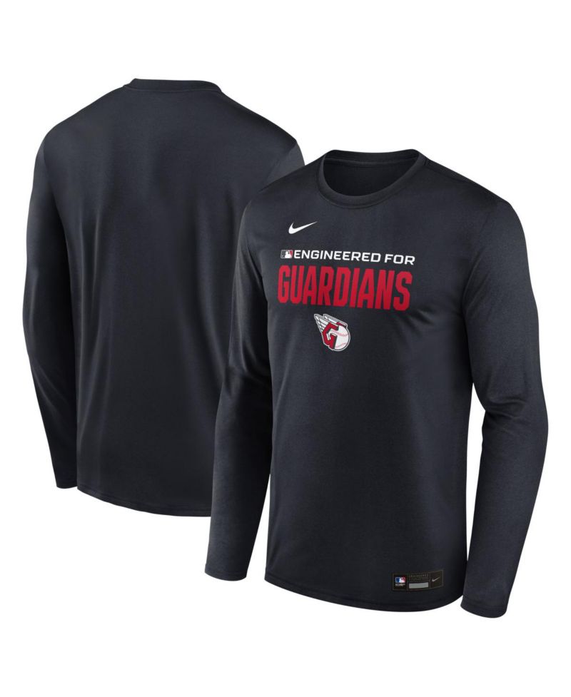 Men's Black Cleveland Guardians Authentic Collection Legend Dri-FIT Long Sleeve T-Shirt