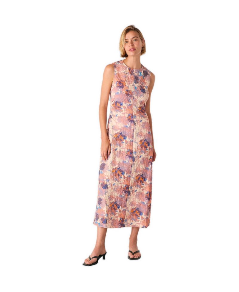 Women's Sleeveless Floral Textured Midi Dress