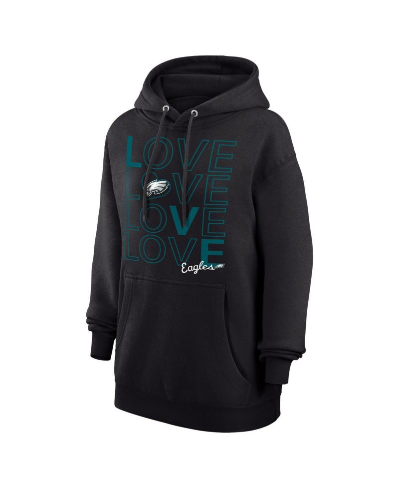 Women's Black Philadelphia Eagles Love Graphic Pullover Hoodie