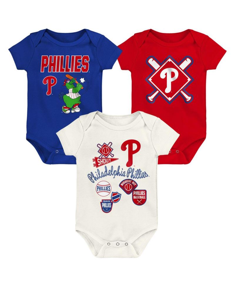 Baby Boys and Girls 3-Piece Philadelphia Phillies Home Plate Creeper Set