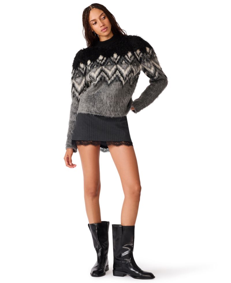 Women's Mora Mock Neck Fair Isle Fuzzy Knit Sweater