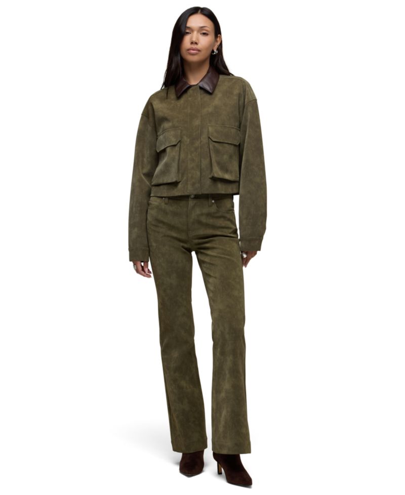 Women's High-Waisted Faux-Leather Dani Flare Pants