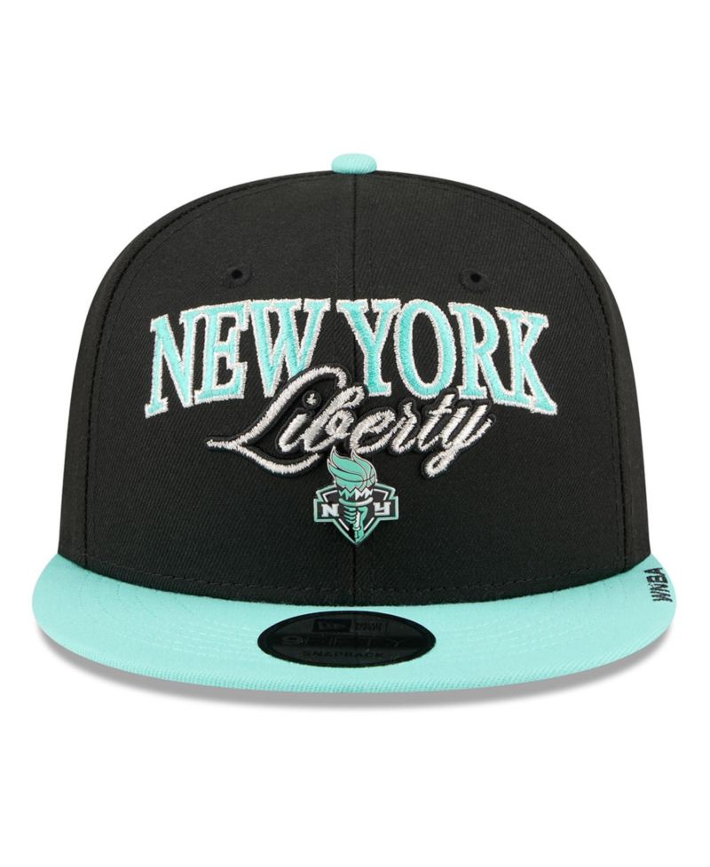 Men's and Women's Black/Mint New York Liberty WNBA Tip-Off 2026 Metal Badge A-Frame 9FIFTY Snapback Hat