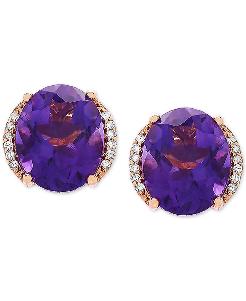 Amethyst (3-1/5 ct. t.w.) & Diamond Accent Stud Earrings in 14k Gold