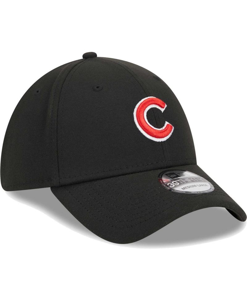 Men's Black Chicago Cubs Logo 39THIRTY Flex Hat
