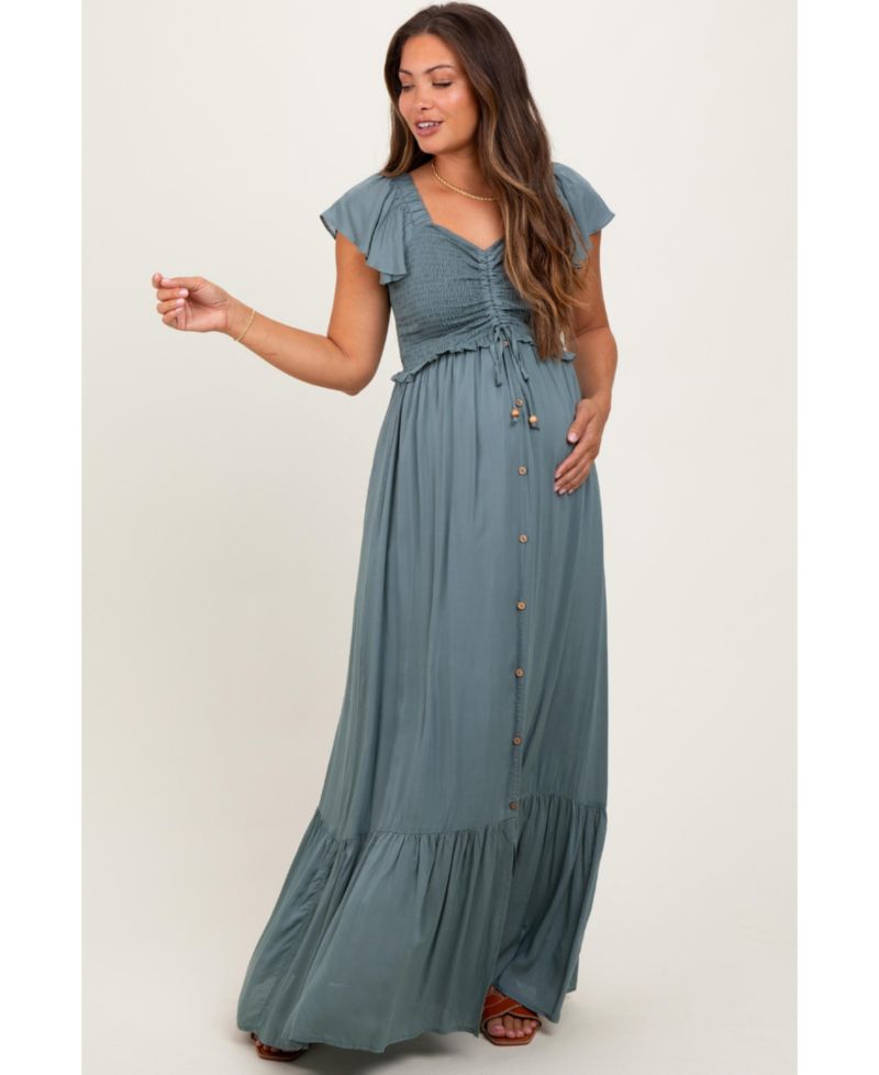 Women's Smocked Top Woven Maxi Dress