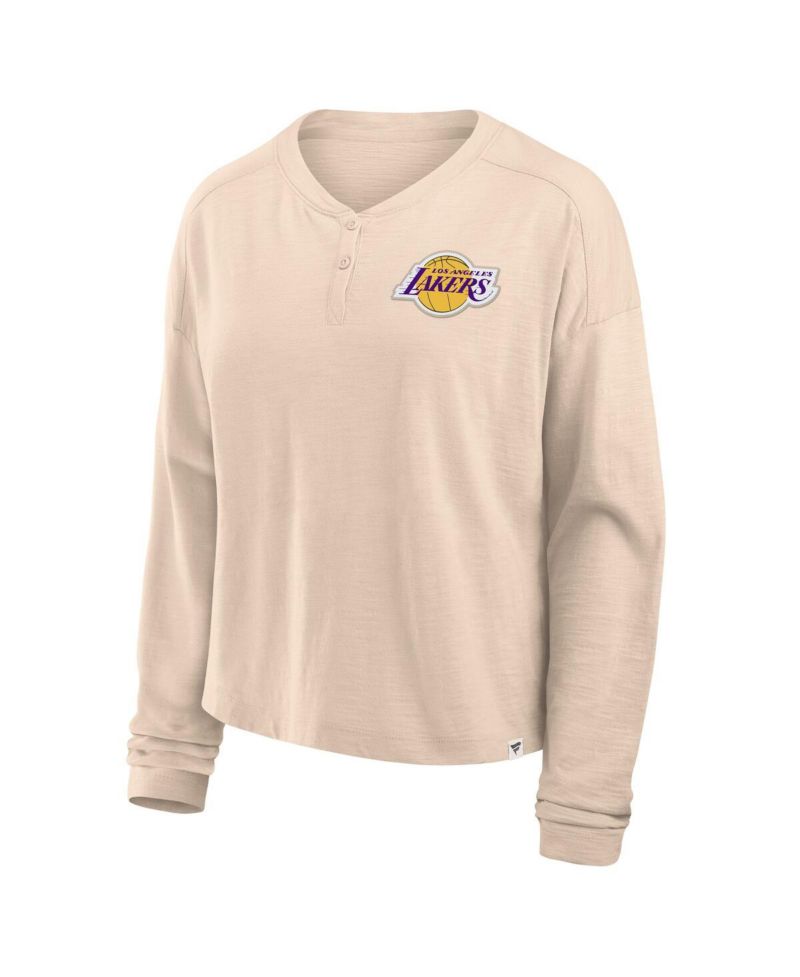 Women's Natural Los Angeles Lakers Boxed Out Drop Fashion Long Sleeve T-Shirt