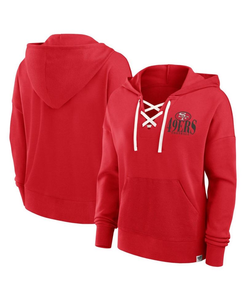 Women's Scarlet San Francisco 49ers Blitz Left Lace-Up Pullover Hoodie