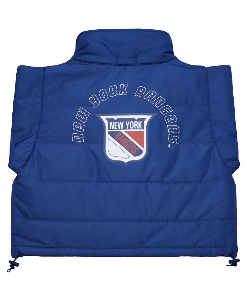 Women's Blue New York Rangers Cropped Full-Zip Puffer Vest