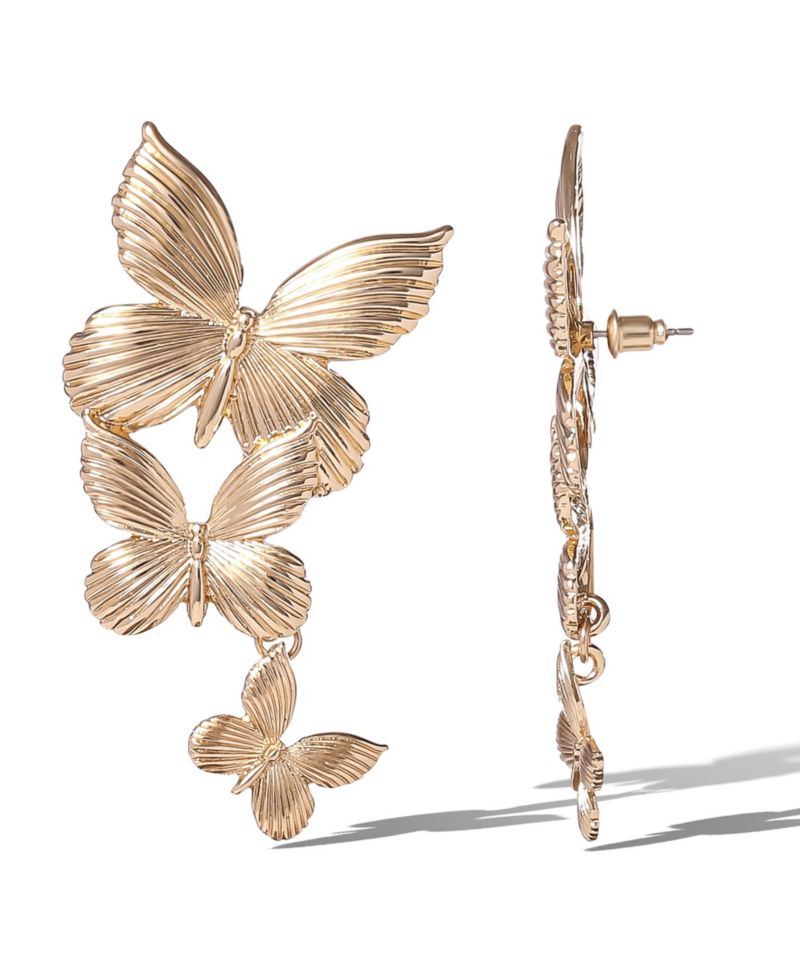 Cascading Butterfly Drop Earrings in -Tone