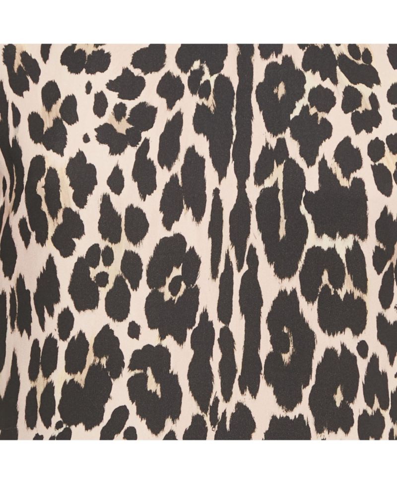 Women's Black Leopard Print Crepe Sleeveless Midi Dress