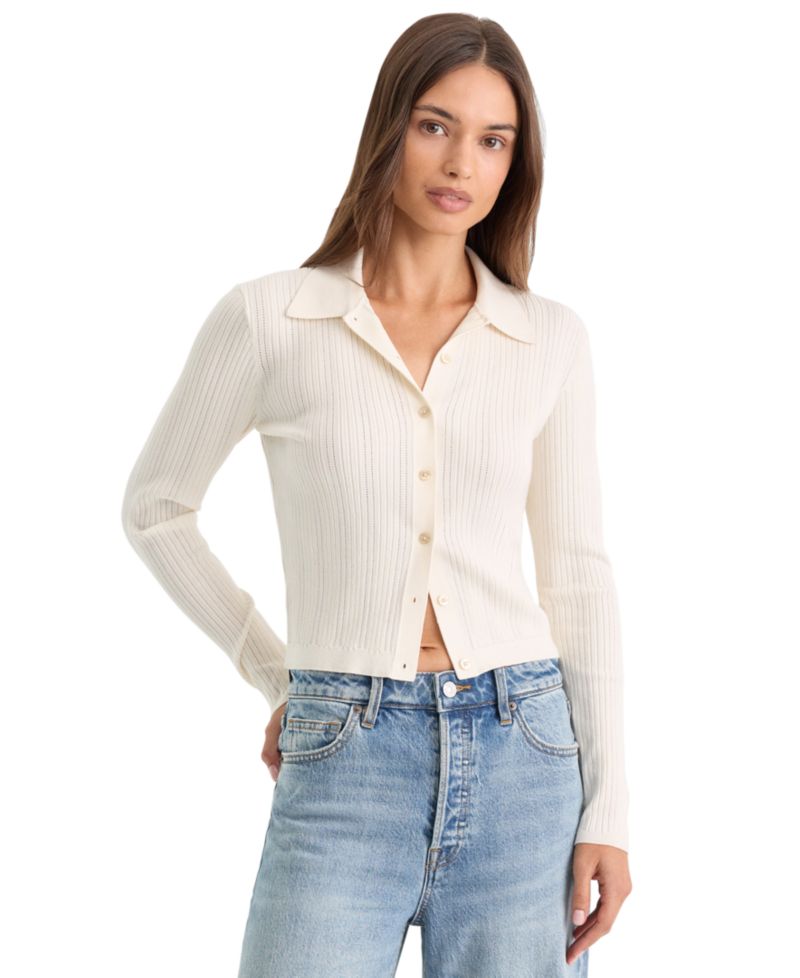 Women's Long-Sleeve Collared Cardigan