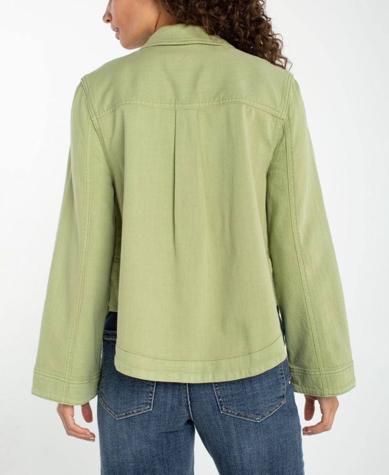 Petite Collared High-Low Denim Shacket