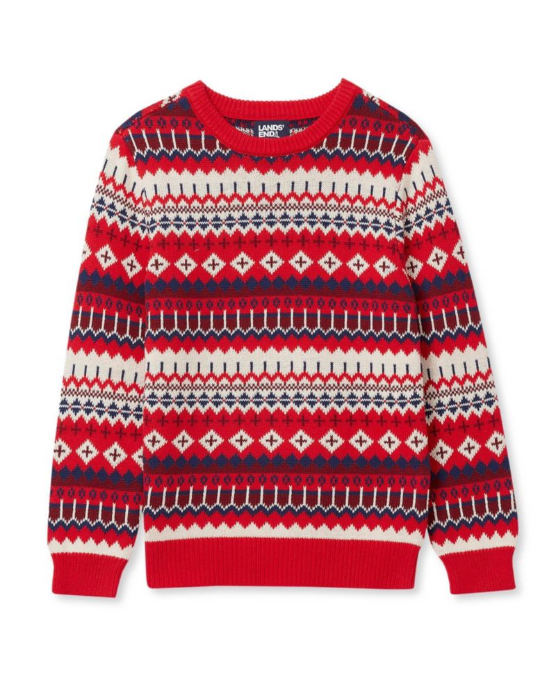 Boys' 4-20 Intarsia Holiday Crewneck Sweater